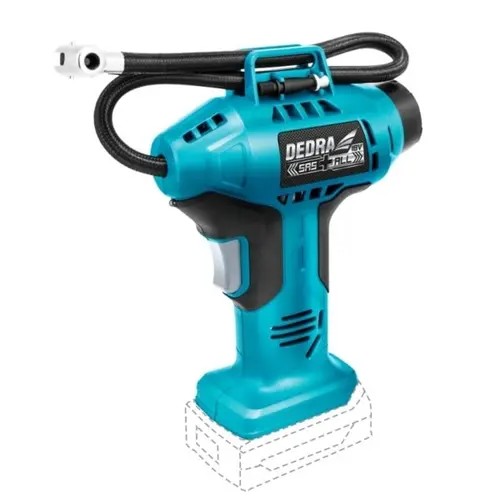 Compresor pistol DEDRA, 11 bar, debit aer 12 l/min, compatibil cu acumulator Li-Ion SAS+ALL 18 V