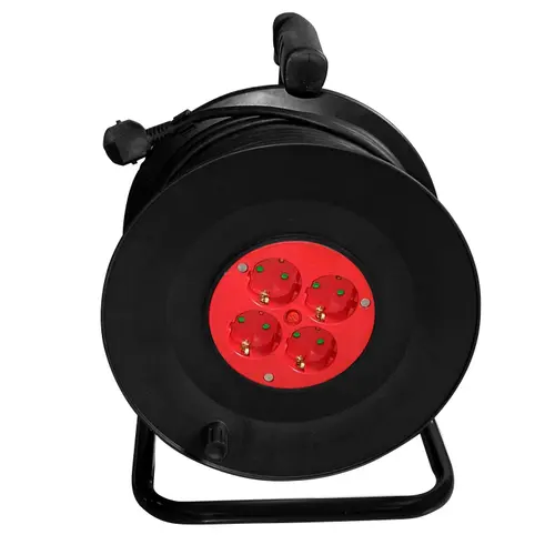 Prelungitor cu Tambur Samus 4PT25-3680, 4 Prize, 25M, 3680W, Negru