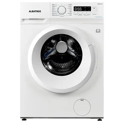 Masina de spalat rufe Albatros AWM1274,7 kg, Slim, 15 Programe, 1200 Rotatii, Clasa energetica D, Termostat reglabil, Program ECO 40-60°C, Blocare acces copii (Alb)