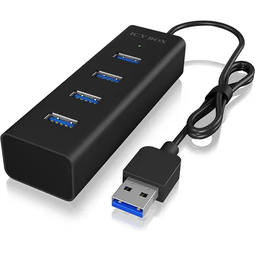 HUB USB Icy Box IB-HUB1409-U3, 4x USB 3.0 (Negru)