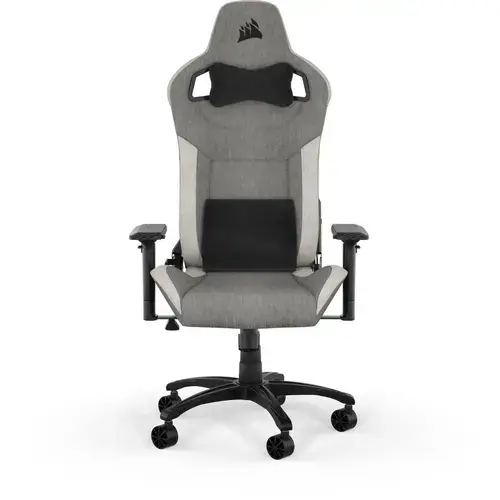 Scaun Gaming Corsair T3 RUSH Fabric (2023), Textil, Suport lombar Memory Foam, Tetiera, Gri/Alb