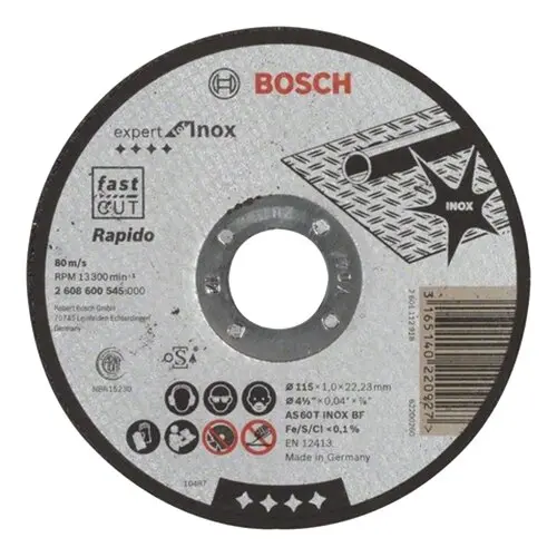 Disc abraziv taiere inox Bosch 2608600545, 115 mm diametru, 1 mm grosime