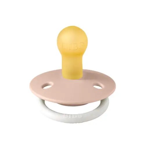 Suzeta fosforescenta De Lux Glow Latex, tetina rotunda, 0 luni + Blush, BIBS
