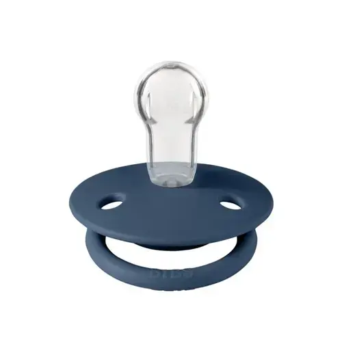Suzeta De Lux Silicon, tetina rotunda, marime universala (0-3 ani) Steel Blue, BIBS