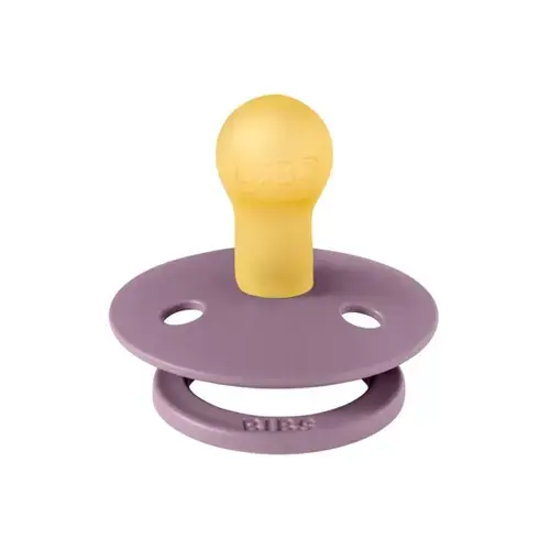 Suzeta Colour Latex, tetina rotunda, 0 luni + Mauve, BIBS