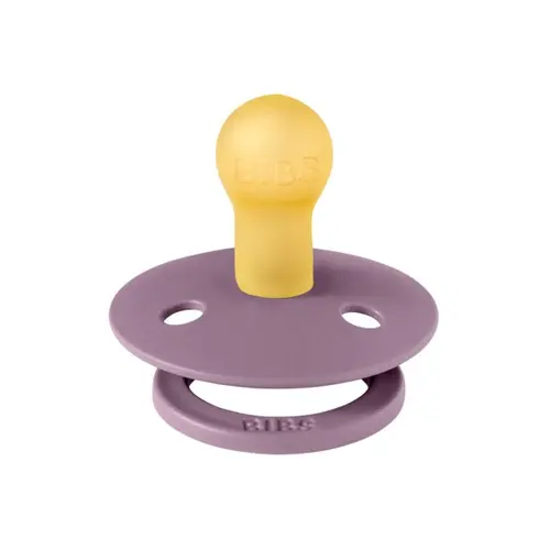 Suzeta Colour Latex, tetina rotunda, 0 luni + Mauve, BIBS
