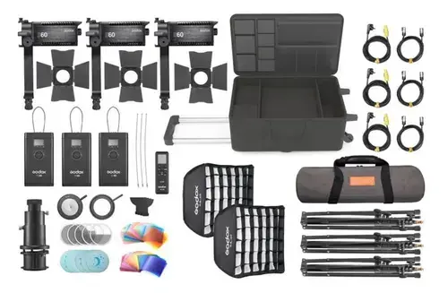 Godox S60 Kit 3 LampI LED cu Lentila de Focalizare
