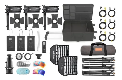 Godox S60 Kit 3 LampI LED cu Lentila de Focalizare
