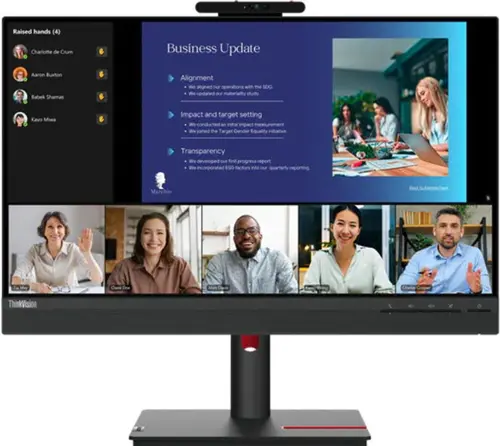 Monitor IPS LED Lenovo ThinkVision 23.8inch T24v-30, Full HD (1920 x 1080), VGA, HDMI, DisplayPort, Boxe, Pivot (Negru)