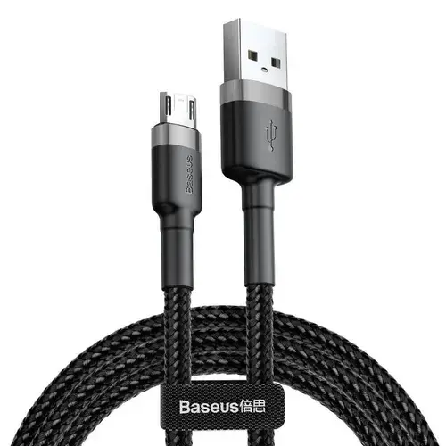 Cablu de date Baseus Cafule, Micro USB - USB, 0,5 metri, 2.4A (Negru)