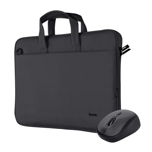Geanta laptop Trust Bologna Eco, 16 inch (40cm), greutate 430 grame + Mouse Trust wireless, USB
