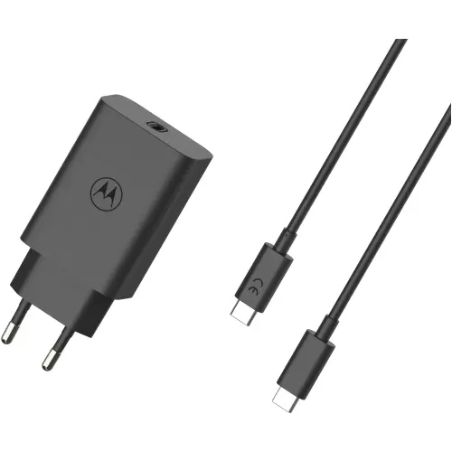 Incarcator retea Motorola TurboPower 68 GaN w/ 6.5A, USB-C cable, Negru