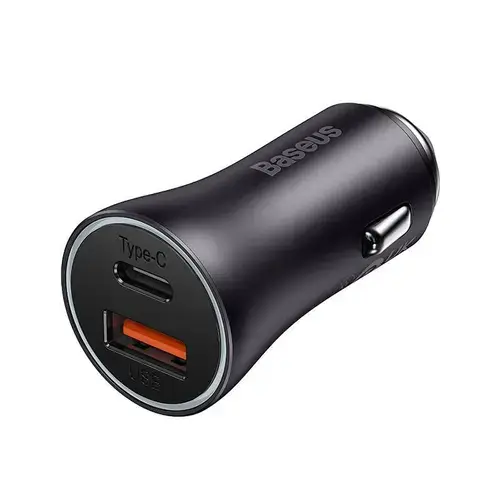 Incarcator Dual Auto Golden Contactor Max, Baseus, USB/USB-C, 60W, Gri