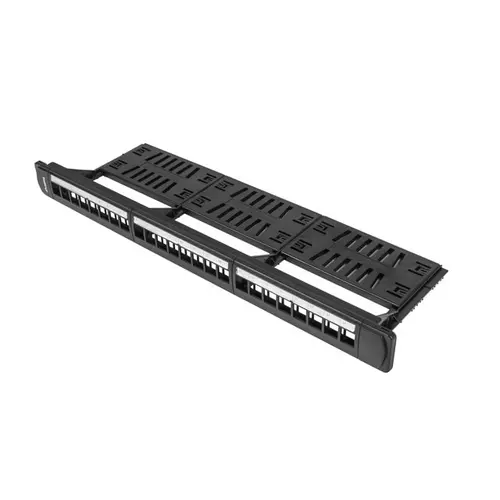 Modul pentru panou de conexiuni cu organizator de cabluri , Lanberg , 24 Porturi 1U , 19'' , negru
