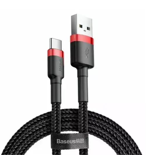 Cablu de date Baseus Cafule, USB la USB-C, Quick Charge , 2A, 3m (Negru)