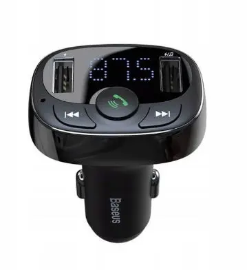 Modulator FM Baseus CCTM-01, 2 x USB, 3.4A, slot card SD, bluetooth (Negru)