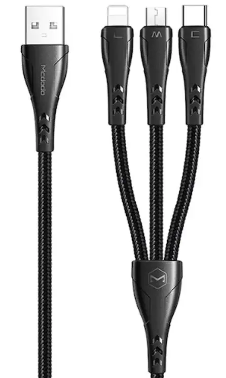 Cablu de date 3 in 1 Mcdodo Mamba Series CA-6960, Lightning & MicroUSB & Type-C (Negru)