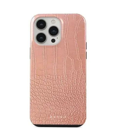 Protectie Spate Burga Dual Layer Pink Croco pentru Apple iPhone 14 Pro Max (Roz)