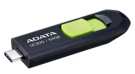 Stick USB A-DATA ACHO-UC300-64G-RBK, 64GB, USB-C (Negru/Verde)