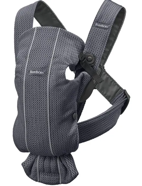 Ham anatomic BabyBjorn Mini, Pozitii multiple de purtare, 0-11 kg, 0-1 an, 3D Mesh (Albastru)