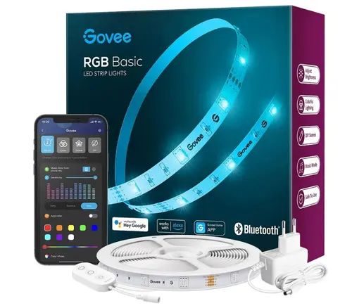 Banda LED Govee H615A, RGB, Wi-Fi, Voice Assistants, 5m (Alb)