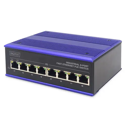 Comutator PoE Fast Ethernet, Digitus, Industrial cu 8 porturi