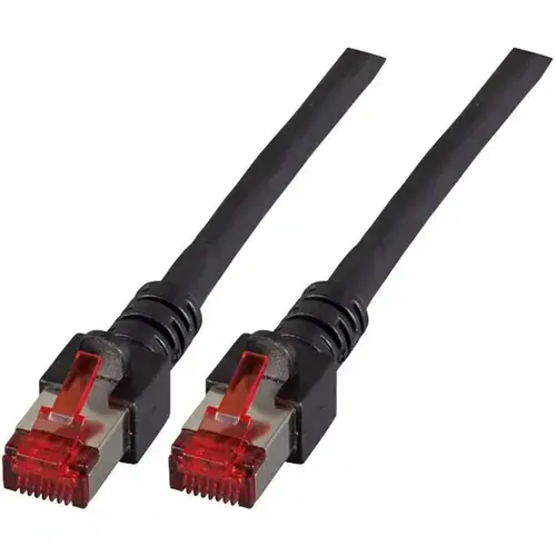 Cablu de retea din fibra optica cu miez de cupru, EFB Elektronik, S/FTP cat6A LSZH 1 m, Negru