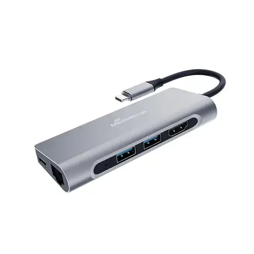 Cablu adaptor multiport 7in1 MediaRange, USB C, Argintiu