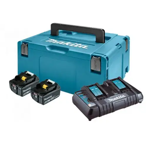 Set 2 acumulatori si incarcator Makita 197629-2, 18 V, 5 Ah, valiza transport