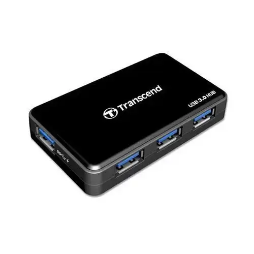 HUB USB 3.0 cu 4 porturi, Transcend, 5000 Mbit/s, Windows 10, Negru
