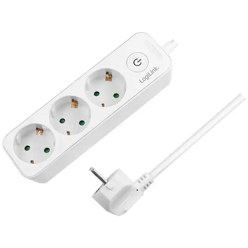 Prelungitor LogiLink LPS244, cu intrerupator iluminat, 3 prize, IP20, H05VV-F 3G 1.5 mm², cordon 1.5m, Alb