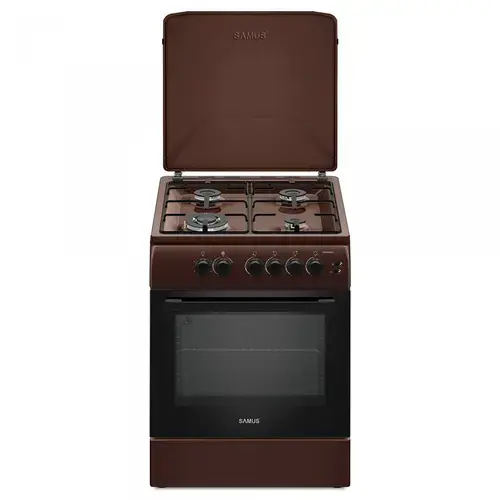Aragaz Samus SM664MPGS, 4 arzatoare + cuptor pe gaz, Grill, Timer, Arzator WOK (Maro)