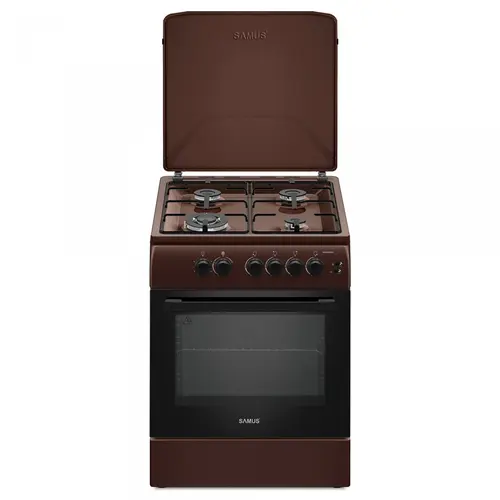 Aragaz Samus SM664MPGS, 4 arzatoare + cuptor pe gaz, Grill, Timer, Arzator WOK (Maro)
