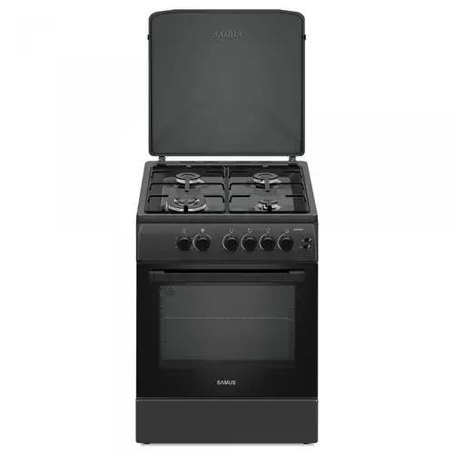 Aragaz Samus SM664BPGS, 4 arzatoare, 1 WOK, Grill (Antracit)
