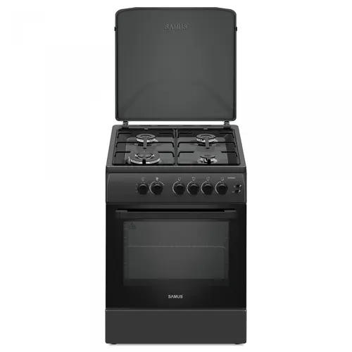 Aragaz Samus SM664BPGS, 4 arzatoare, 1 WOK, Grill (Antracit)