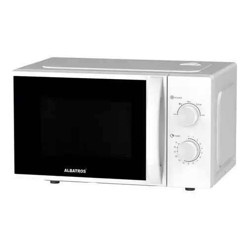 Cuptor cu microunde Albatros MWA-20MC4, 20 L, 700 W, 5 trepte, Temporizator, Iluminare interioara (Alb)
