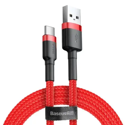 Cablu de date Baseus CATKLF-A09, USB-USB-C, 3 A, 0.5 m (Rosu/Negru)