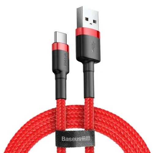 Cablu de date Baseus CATKLF-A09, USB-USB-C, 3 A, 0.5 m (Rosu/Negru)