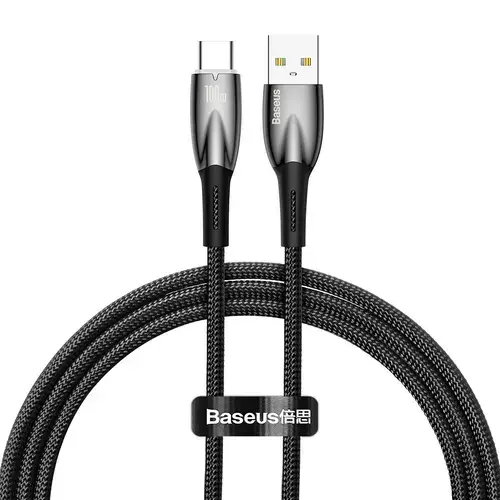 Cablu Date si Incarcare USB-A - USB-C Baseus Glimmer Series, 100W, 1m, Negru CADH000401