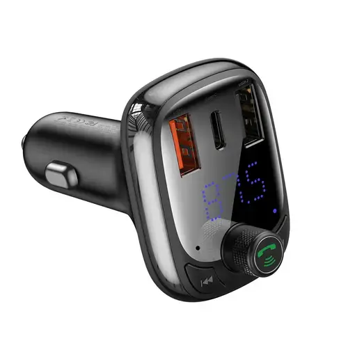 Modulator FM Bluetooth Baseus S-13 (Overseas Edition), 2 x USB-A - 1 x USB C - microSD CCMT000101