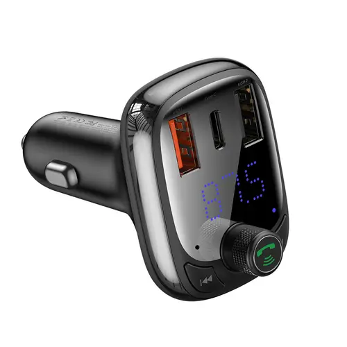 Modulator FM Bluetooth Baseus S-13 (Overseas Edition), 2 x USB-A - 1 x USB C - microSD CCMT000101