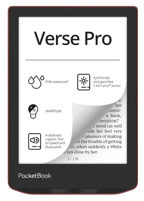 eBook Reader PocketBook Verse Pro PB634, Ecran tactil 6.0inch E Ink Carta™ 1200, 300DPI, 512MB RAM, 16GB Flash, SMARTlight, WiFi (Rosu)