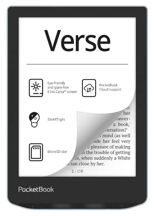 eBook Reader PocketBook Verse PB629, Ecran tactil 6.0inch E Ink Carta™ 1200, 212dpi, 8GB, SMARTlight, G-sensor, WiFi (Albastru)