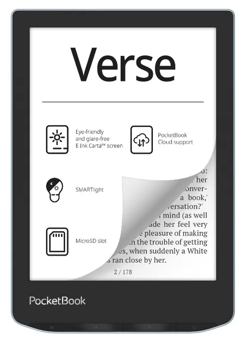 eBook Reader PocketBook Verse PB629, Ecran tactil 6.0inch E Ink Carta™ 1200, 212dpi, 8GB, SMARTlight, G-sensor, WiFi (Albastru)
