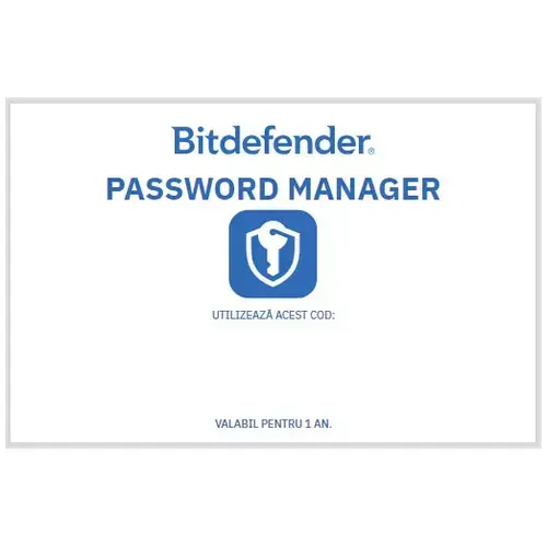 Bitdefender Password Manager pentru iOS si Android, 1 an, 1 cont, scratch card