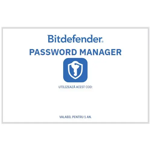 Bitdefender Password Manager pentru iOS si Android, 1 an, 1 cont, scratch card