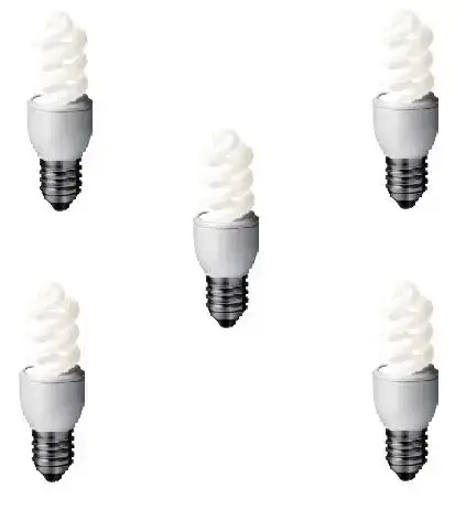 Set 5 becuri economice Panasonic EFD8E65HD-5, putere lampa 8W, echivalent pentru incandescenta 45W