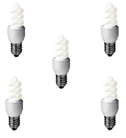 Set 5 becuri economice Panasonic EFD8E65HD-5, putere lampa 8W, echivalent pentru incandescenta 45W