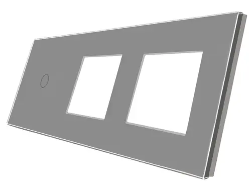 Panou Intrerupator Simplu cu Touch si 2 Prize Din Sticla LUXION (Gri)