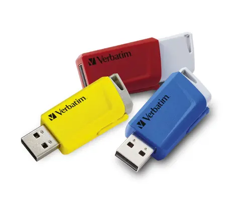 Stick USB Verbatim Store 'n' Click, 16 GB, USB 3.2, 3 buc.(Rosu/Galben/Albastru)